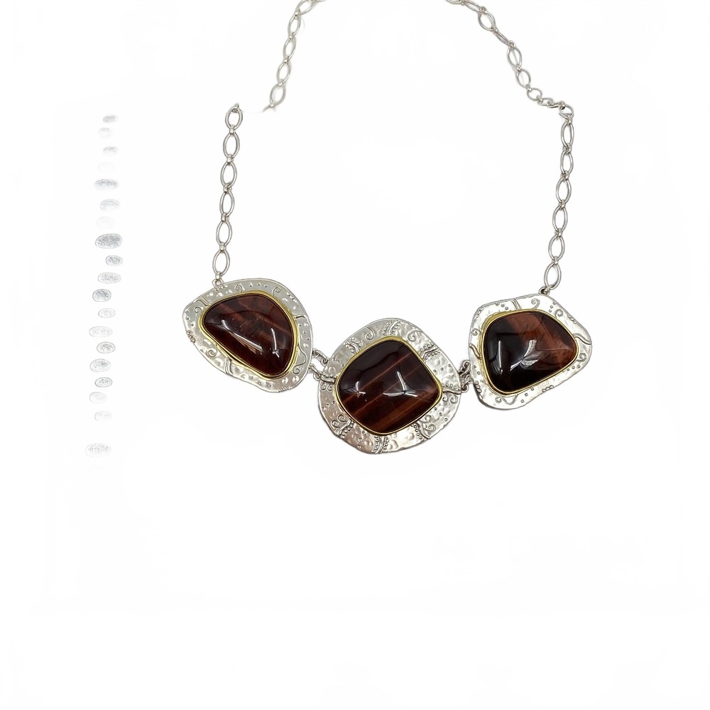 Silpada Silver Brown Tiger’s Eye Stone Necklace | OS